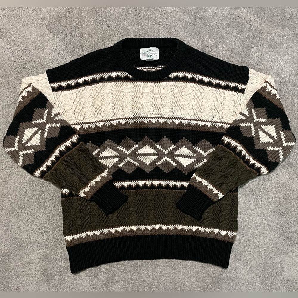 Vintage Northwest Territory Cable Knit Sweater Mens XL 100% Virgin Acrylic - Picture 1 of 15